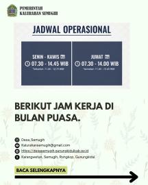 JAM KERJA KALURAHAN SEMUGIH DI BULAN PUASA